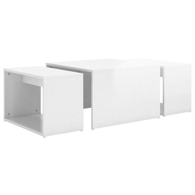 vidaXL Set 3 Tavolini ad Incastro Bianco Lucido 60x60x38 cm Truciolato
