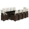 vidaXL Set Bistr&ograve; da Giardino 11 pz con Cuscini in Polyrattan Marrone
