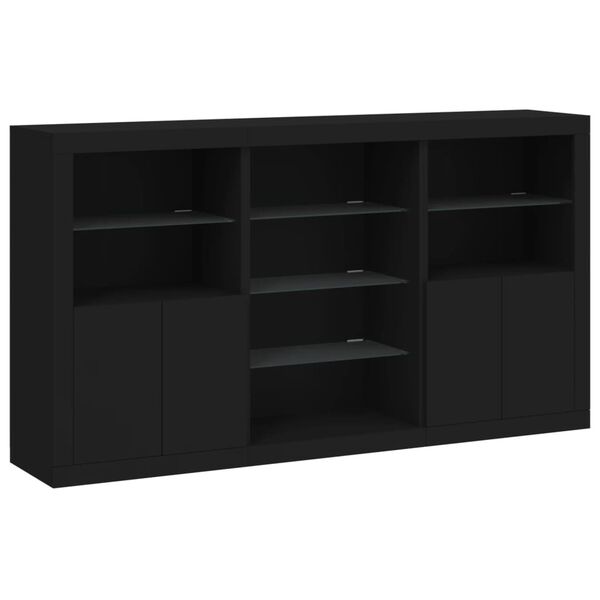 vidaXL Credenza con Luci LED Nera 181,5x37x100 cm
