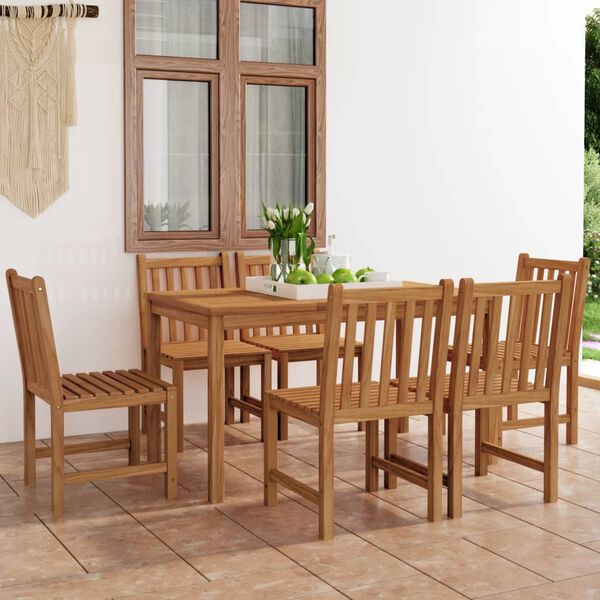 vidaXL Set da pranzo da giardino 7 pz 140x80 cm in legno massello di teak