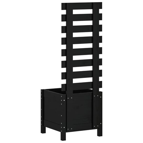 vidaXL Fioriera Giardino con Rastrelliera Nera 39x39,5x114cm Pino