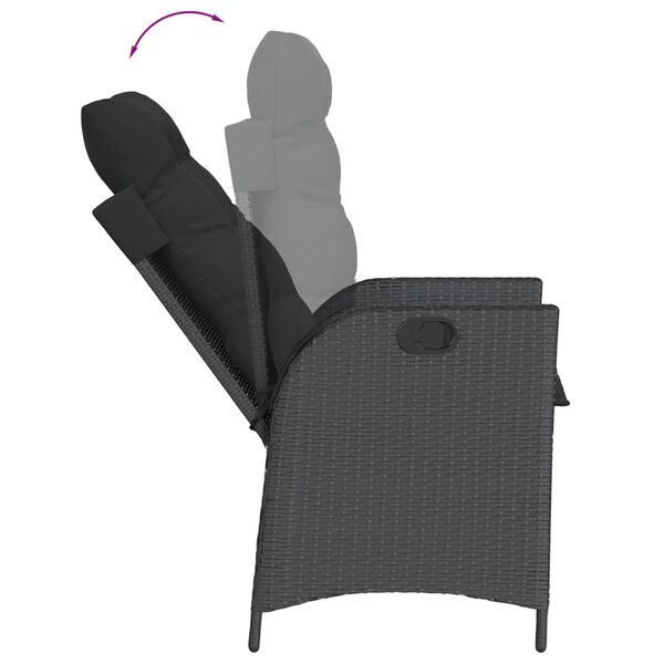 vidaXL Set da Pranzo da Giardino 9 pz con Cuscini Nero in Polyrattan