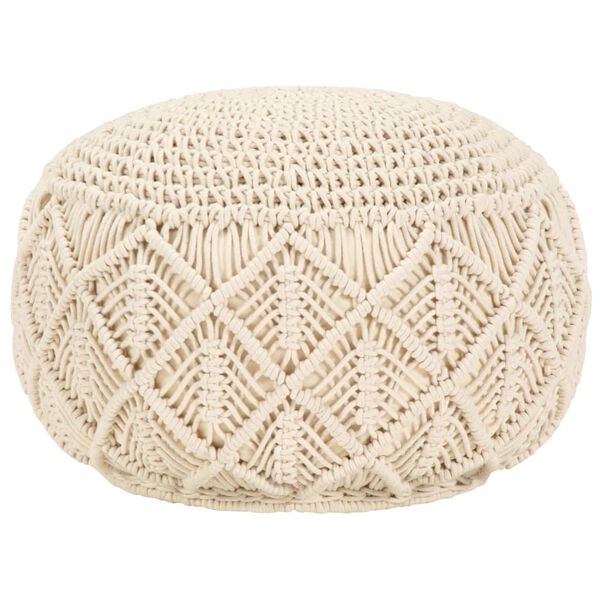 vidaXL Pouf Lavorato a Mano in Macram&eacute; 45x30 cm in Cotone