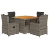 vidaXL Set da Pranzo da Giardino 5 pz con Cuscini in Polyrattan Grigio
