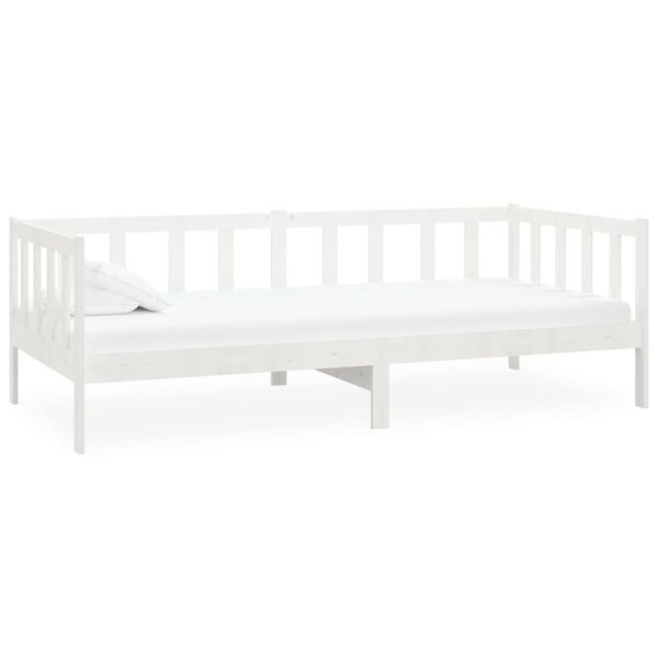 vidaXL Divano Letto con Materasso 90x200 cm Bianco in Legno di Pino