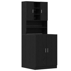 vidaXL Armadio per Lavatrice 2 pz Rovere Nero 70,5 x 71,5 x 181,5 cm
