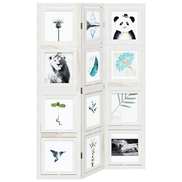 vidaXL Divisorio Ambienti 3Pannelli Bianco Legno Massello di Paulownia