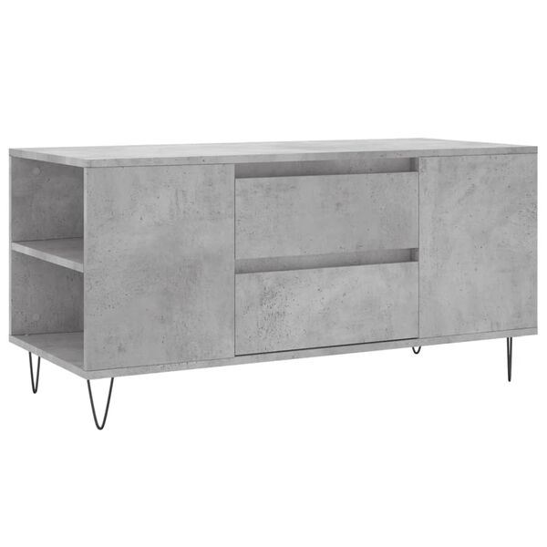 vidaXL Tavolino Salotto Grigio Cemento 102x44,5x50cm Legno Multistrato