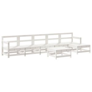vidaXL Set Salotto da Giardino 7 pz Bianco in Legno Massello di Pino
