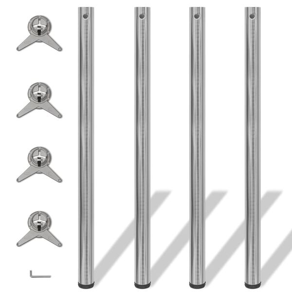 vidaXL Set Gambe Tavolo 4 pz in Nickel Spazzolato Regolabili 1100 mm