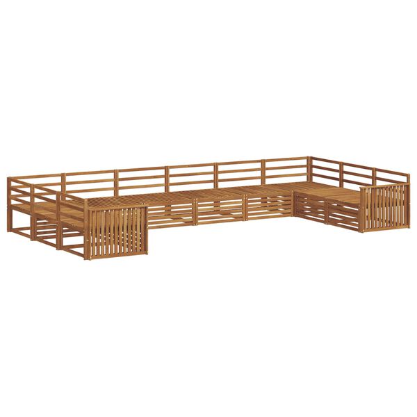 vidaXL Set divani 10 pcs Naturale Legno di Acacia Massello