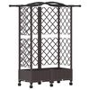 vidaXL Letto Rialzato con Griglia e Tetto Marrone 124 x 40 x 129 cm PP