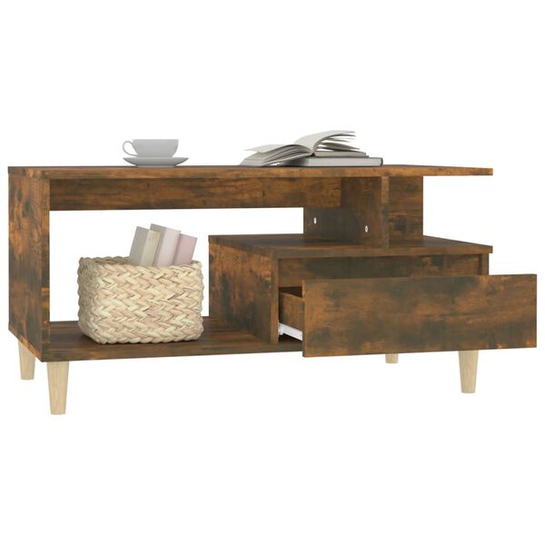 vidaXL Tavolino da Salotto Rovere Fumo 90x49x45 cm Legno Multistrato