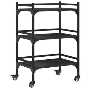 vidaXL Carrello da Cucina Nero 50x35x75,5 cm in Legno Multistrato