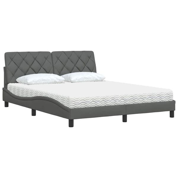 vidaXL Letto con Materasso Grigio Scuro 160x200 cm Tessuto
