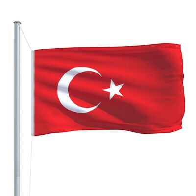 vidaXL Bandiera della Turchia con Pennone in Alluminio 6,2 m