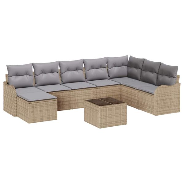 vidaXL Set Divano da Giardino Beige polyrattan