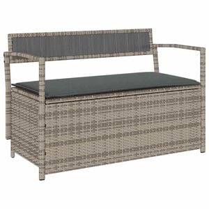 vidaXL Panca Portaoggetti da Giardino con Cuscino Grigio in Polyrattan