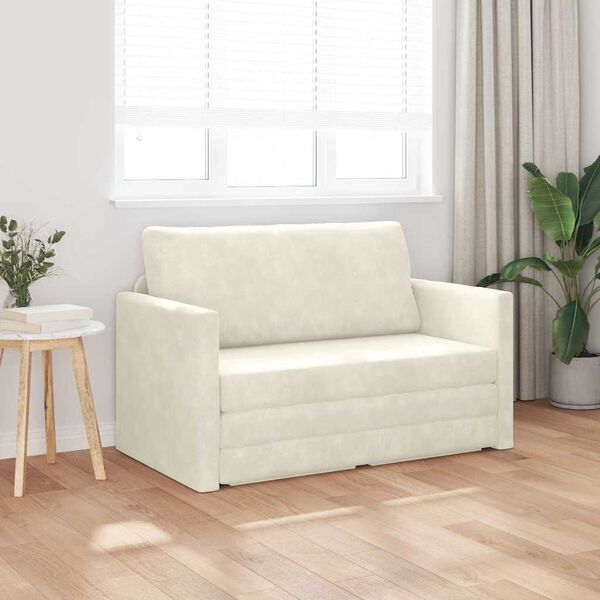 vidaXL Divano letto Crema 124 x 204 x 61 cm Velluto