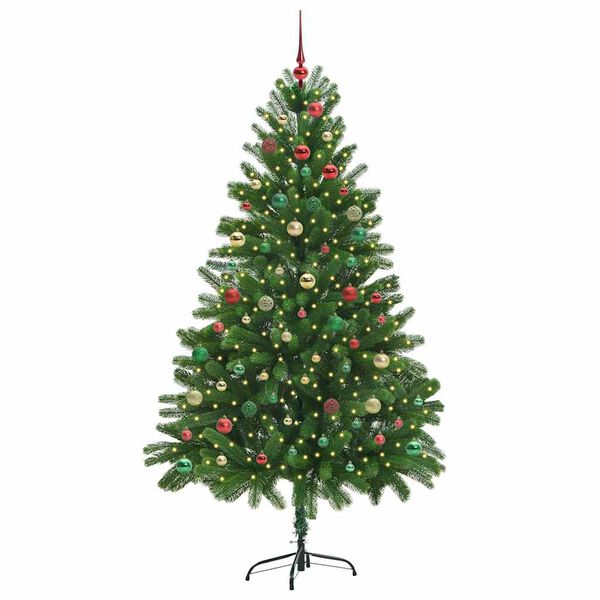 vidaXL Albero di Natale con 300 LED con supporto Verde 210 cm PE
