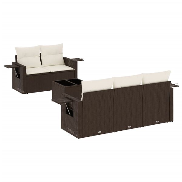 vidaXL Set Divano da Giardino 6 pz con Cuscini Marrone in Polyrattan