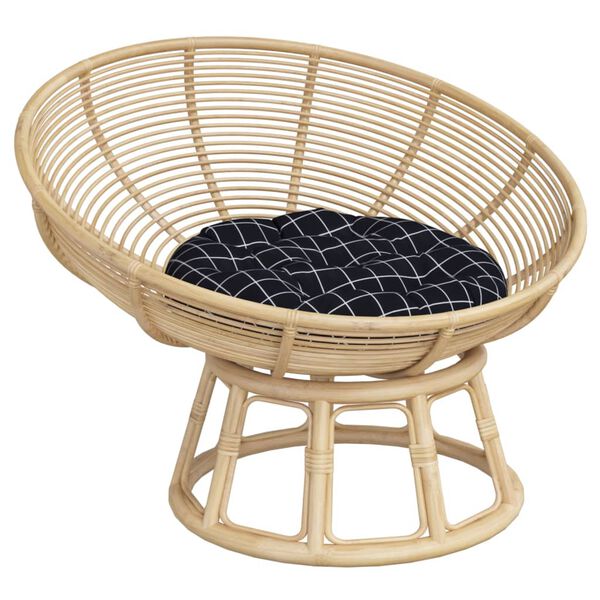 vidaXL Cuscino Rotondo Nero Motivo a Quadri &Oslash; 60x11cm Tessuto Oxford