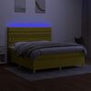 vidaXL Letto a Molle con Materasso e LED Verde 160x200 cm in Tessuto