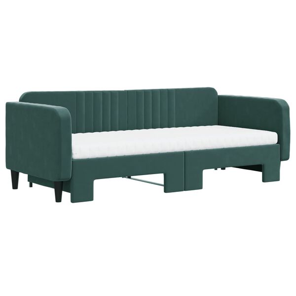 vidaXL Divano Letto Estraibile Materassi Verde Scuro 90x200 Velluto
