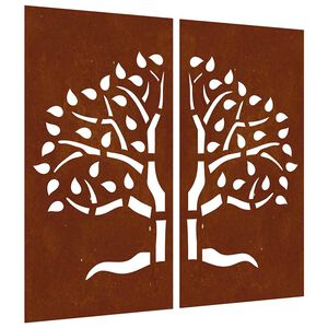 vidaXL Decorazioni Muro Giardino 2 pz 105x55 cm Albero Acciaio Corten