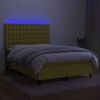 vidaXL Letto a Molle con Materasso e LED Verde 140x190 cm in Tessuto