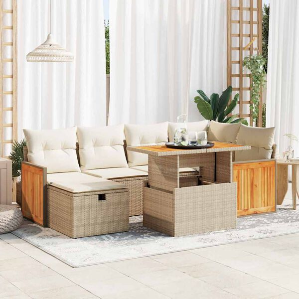 vidaXL Set Divano da Giardino 8 pz con Cuscini Beige in Polyrattan
