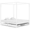 vidaXL Giroletto con Baldacchino 4 Cassetti Bianco in Pino 180x200 cm