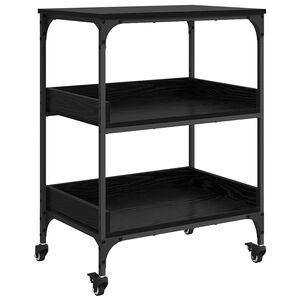 vidaXL Carrello da Cucina Rovere Nero 60 x 41 x 80.5 cm