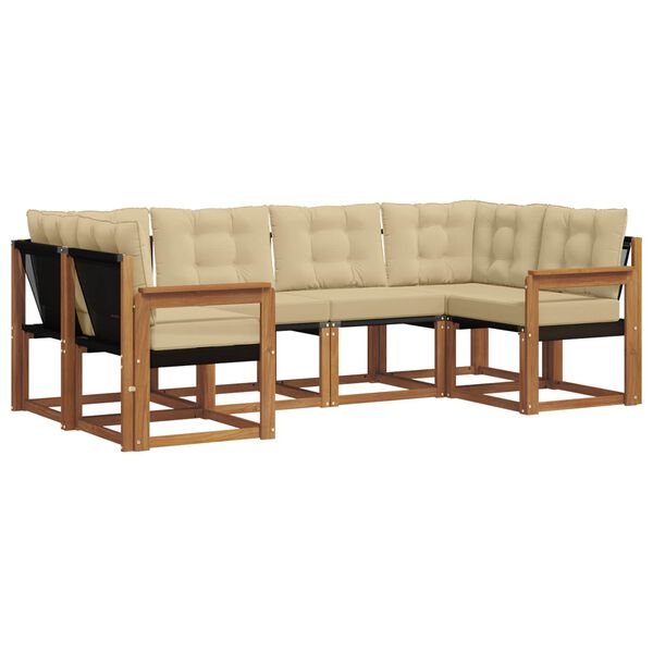 vidaXL Set di divani da esterno con cuscino 6 pcs Naturale e Beige