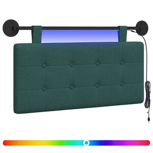 vidaXL Testiera sospesa Con luce LED Verde Scuro Tessuto
