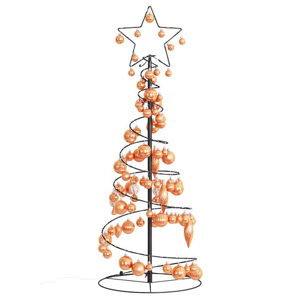vidaXL Albero di Natale a LED con Palline 80 LED Bianco Caldo 120 cm
