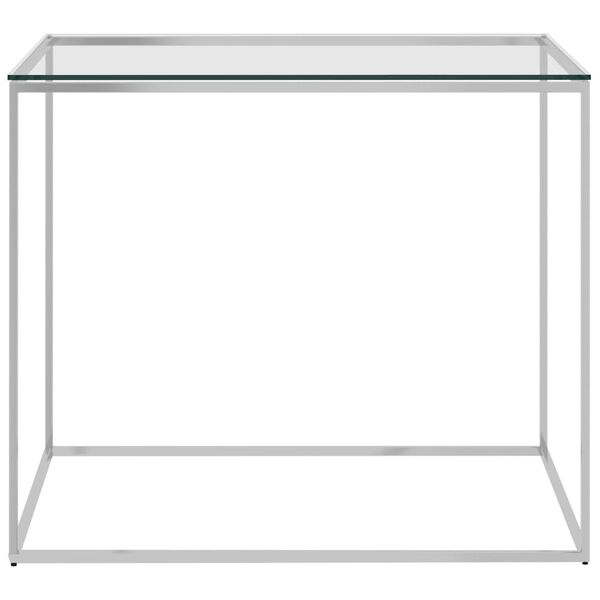 vidaXL Tavolino da Salotto Argento 50x50x43 cm in Acciaio Inox e Vetro