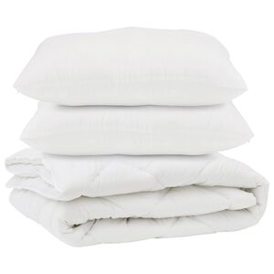 vidaXL Piumone con cuscino 3 pcs Bianco Microfibra