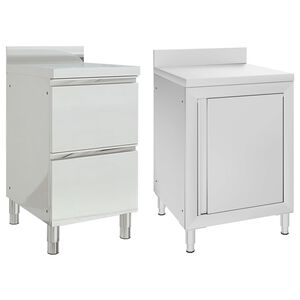vidaXL Mobili da cucina commerciali 2 pz in acciaio inox