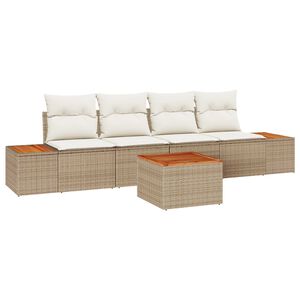 vidaXL Set Divano da Giardino con cuscino 5 pcs Beige Poly Rattan