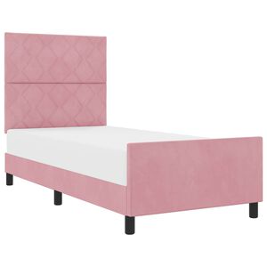 vidaXL Letto a molle con testiera Rosa 90 x 200 cm Velluto