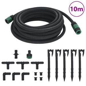 vidaXL Tubo di Irrigazione da Giardino Nero 0,6" 10 m in Gomma
