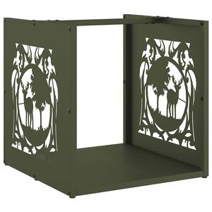 vidaXL Rastrelliera per Legna da Ardere Verde Oliva 40x40x40 cm
