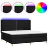 vidaXL Letto a Molle Materasso e LED Nero 200x200cm in Tessuto