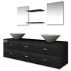 vidaXL Mobili da Bagno con Lavabo Set 7 pz Nero