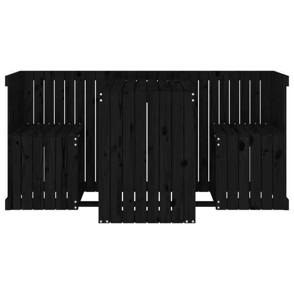 vidaXL Set da Balcone a 2 Posti Nero in Legno Massello di Pino