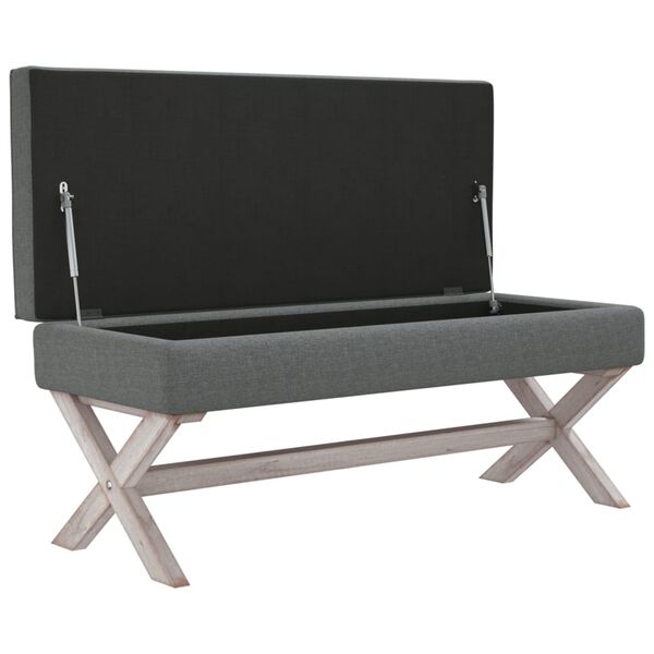 vidaXL Sgabello Portaoggetti Grigio Scuro 110x45x49 cm in Tessuto