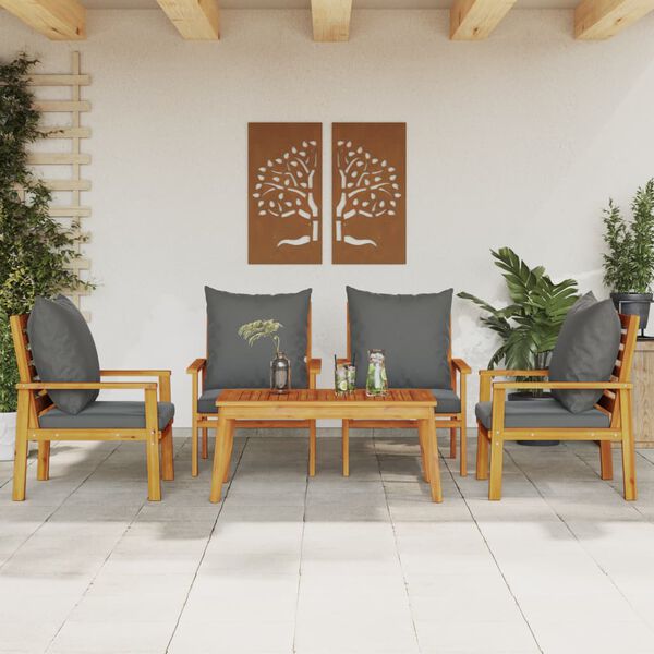 vidaXL Set Salotto da Giardino 5 pz con Cuscini Legno Massello Acacia