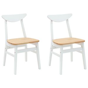 vidaXL Sedie da pranzo 2 pz Legno di gomma solido Bianco