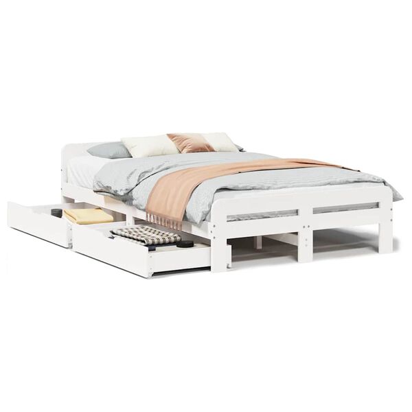 vidaXL Letto senza Materasso Bianco 135x190 cm Legno Massello di Pino